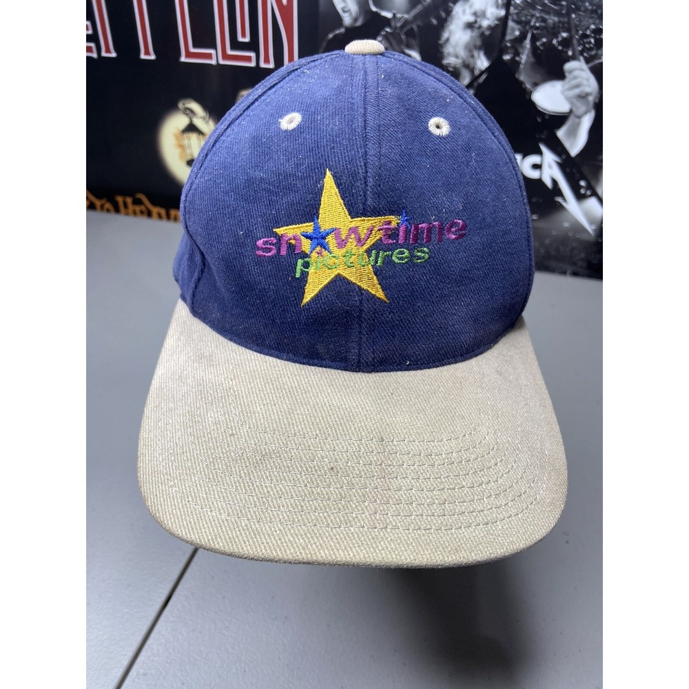 Vintage Showtime Pictures Hat Adjustable Strapback Blue‎ Beige